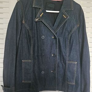 Liz Claiborne Dark Blue Double-Breasted Jean Jacket